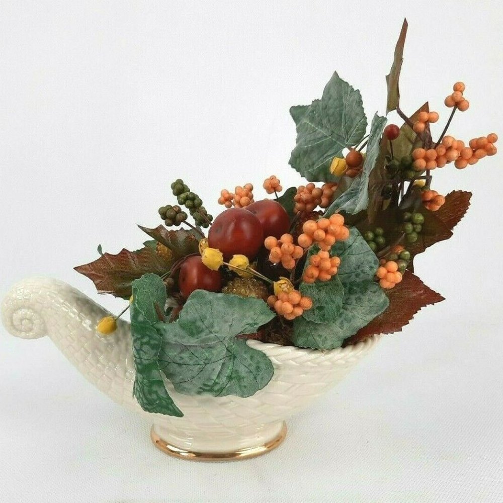 Lenox Gold Club Cornucopia with Original Arrangement 2004